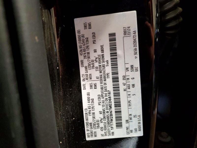 Aukcja sprzedaży 2021 Ford F250, vin: 1FT7W2BN7MED68167, numer aukcji: 57560066