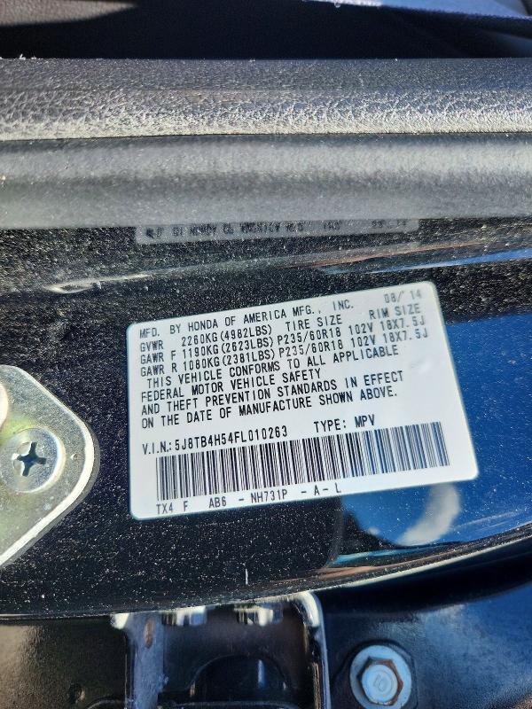 2015 Acura Rdx მანქანა იყიდება აუქციონზე, vin: 5J8TB4H54FL010263, აუქციონის ნომერი: 58037896