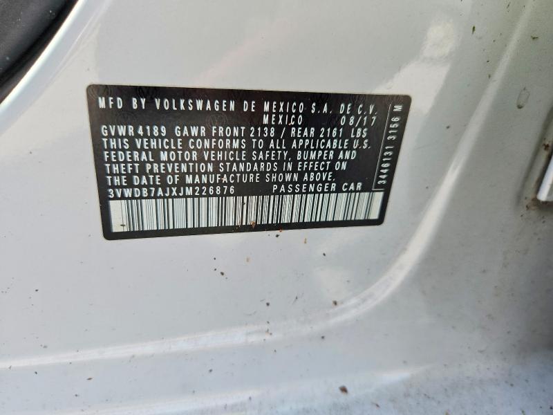Aukcja sprzedaży 2018 Volkswagen Jetta, vin: 3VWDB7AJXJM226876, numer aukcji: 58594276