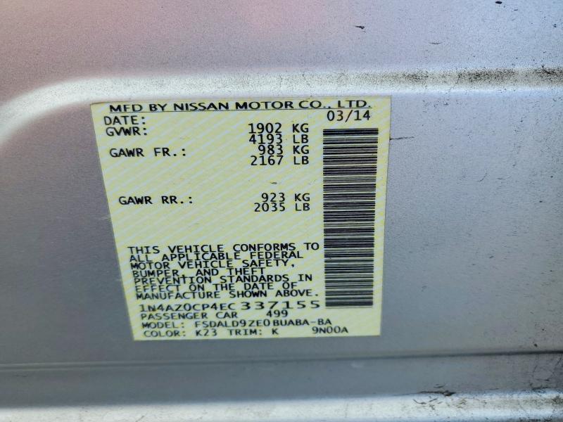 2014 Nissan Leaf მანქანა იყიდება აუქციონზე, vin: 1N4AZ0CP4EC337155, აუქციონის ნომერი: 57037756