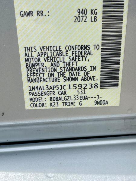 Продаж на аукціоні авто 2018 Nissan Altima, vin: 1N4AL3AP5JC159238, номер лоту: 59623876