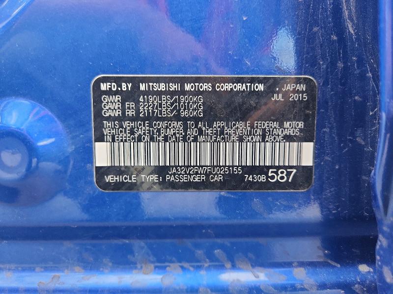 2015 Mitsubishi Lancer მანქანა იყიდება აუქციონზე, vin: JA32V2FW7FU025155, აუქციონის ნომერი: 57894636