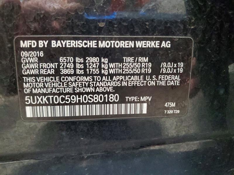 Продаж на аукціоні авто 2017 Bmw X5, vin: 5UXKT0C59H0S80180, номер лоту: 58299466