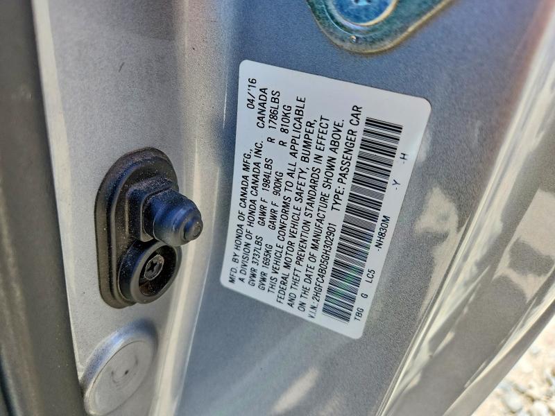 Продажа на аукционе авто 2016 Honda Civic, vin: 2HGFC4B05GH302901, номер лота: 55558936