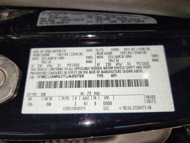 Продажа на аукционе авто 2026 Ford Escape, vin: 1FMCU9MN3TUA09795, номер лота: 57382556