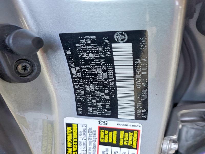 Продаж на аукціоні авто 2020 Toyota Camry, vin: 4T1K61AK7LU398488, номер лоту: 57720946