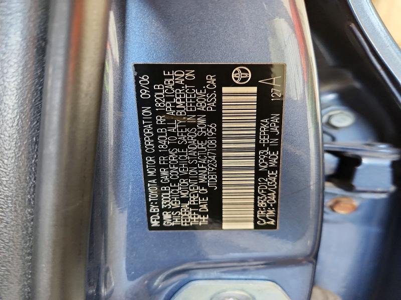Aukcja sprzedaży 2007 Toyota Yaris, vin: JTDBT923471081956, numer aukcji: 58868226