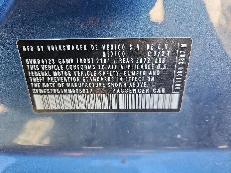 Продаж на аукціоні авто 2021 Volkswagen Jetta, vin: 3VWG57BU1MM085827, номер лоту: 58226876