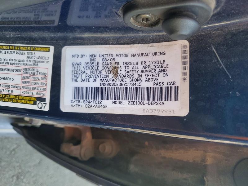 Aukcja sprzedaży 2006 Toyota Corolla, vin: 1NXBR30E06Z578415, numer aukcji: 56274786
