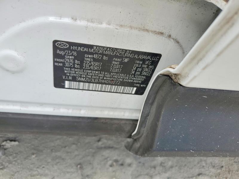 55125456 :رقم المزاد ، 5NMZU3LB7HH010272 vin ، 2017 Hyundai Santa Fe Sport مزاد بيع