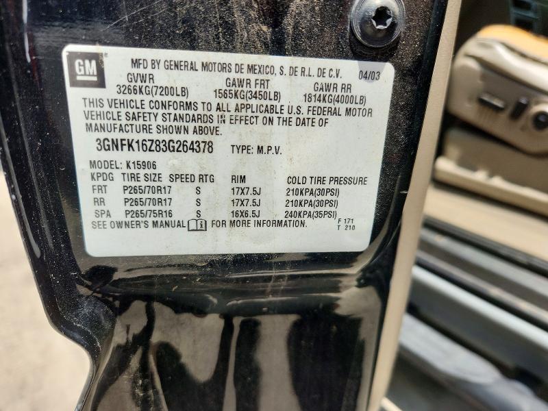 Продаж на аукціоні авто 2003 Chevrolet Suburban, vin: 3GNFK16Z83G264378, номер лоту: 55194106
