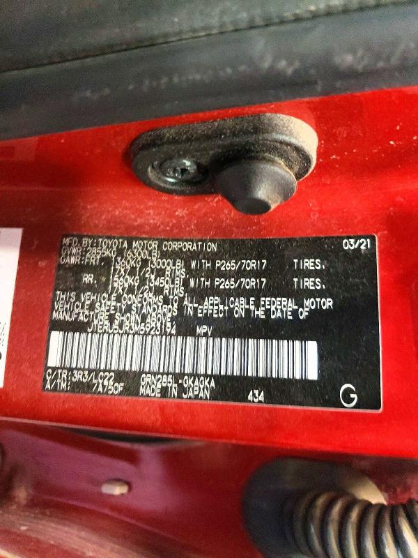 Aukcja sprzedaży 2021 Toyota 4runner, vin: JTERU5JR3M5923194, numer aukcji: 57349346