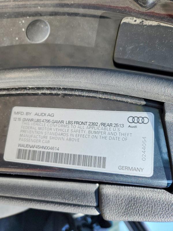 Продажа на аукционе авто 2017 Audi A4, vin: WAUENAF45HN004614, номер лота: 55950076