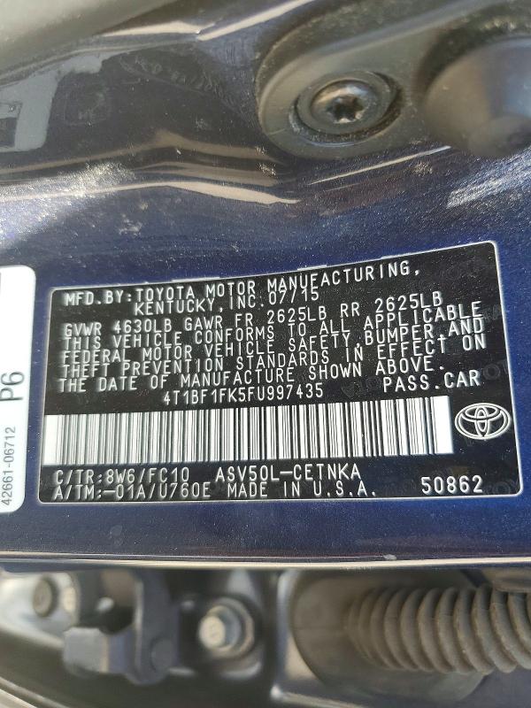 55593546 :رقم المزاد ، 4T1BF1FK5FU997435 vin ، 2015 Toyota Camry مزاد بيع