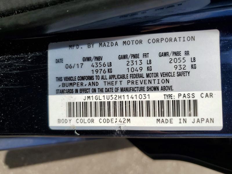 2017 Mazda 6 მანქანა იყიდება აუქციონზე, vin: JM1GL1U52H1141031, აუქციონის ნომერი: 56125196