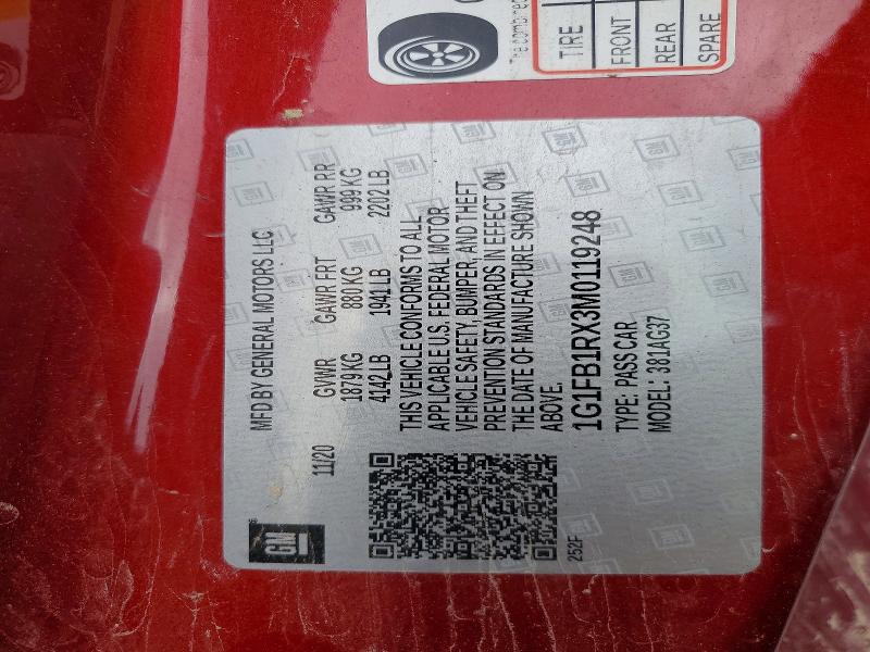 Aukcja sprzedaży 2021 Chevrolet Camaro, vin: 1G1FB1RX3M0119248, numer aukcji: 56513896