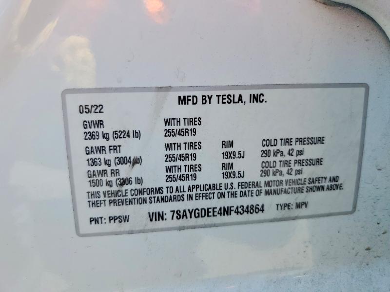 Aukcja sprzedaży 2022 Tesla Model Y, vin: 7SAYGDEE4NF434864, numer aukcji: 55977976
