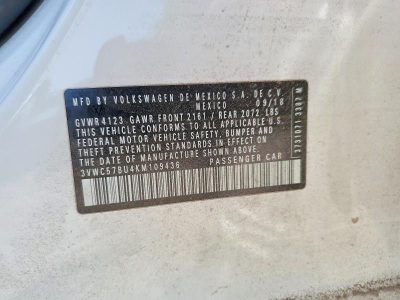 Продажа на аукционе авто 2019 Volkswagen Jetta, vin: 3VWC57BU4KM109436, номер лота: 55727916