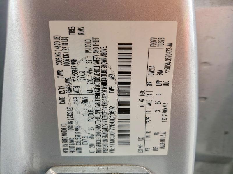 2013 Ford Escape მანქანა იყიდება აუქციონზე, vin: 1FMCU0F77DUC11602, აუქციონის ნომერი: 55798216