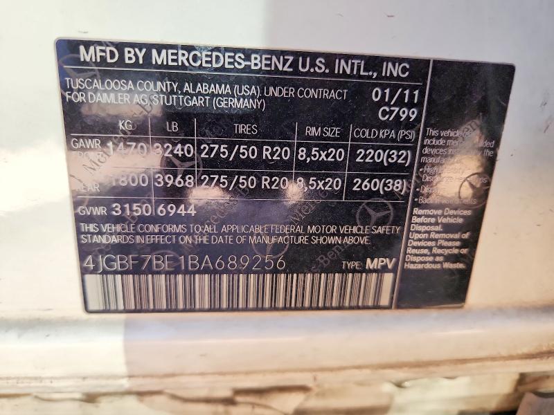 2011 Mercedes-benz Gl მანქანა იყიდება აუქციონზე, vin: 4JGBF7BE1BA689256, აუქციონის ნომერი: 55375216
