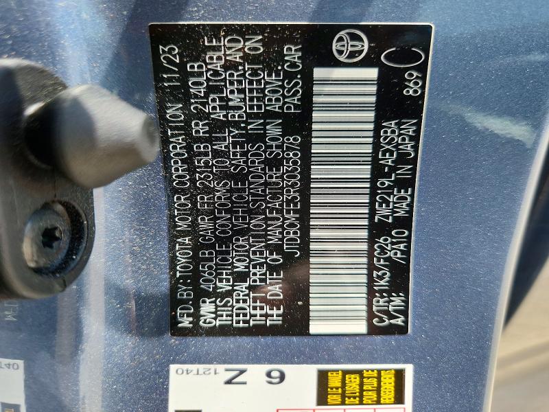 54662586 :رقم المزاد ، JTDBCMFE3R3035878 vin ، 2024 Toyota Corolla Hybrid مزاد بيع