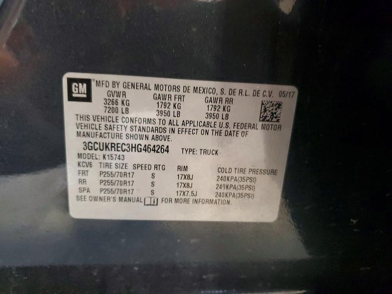 2017 Chevrolet Silverado მანქანა იყიდება აუქციონზე, vin: 3GCUKREC3HG464264, აუქციონის ნომერი: 58407066