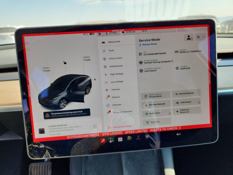 Aukcja sprzedaży 2021 Tesla Model Y, vin: 5YJYGAEE4MF194158, numer aukcji: 57407526