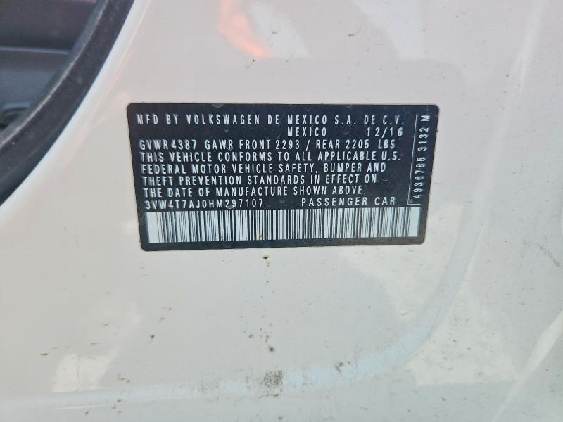 Продажа на аукционе авто 2017 Volkswagen Jetta, vin: 3VW4T7AJ0HM297107, номер лота: 58974296