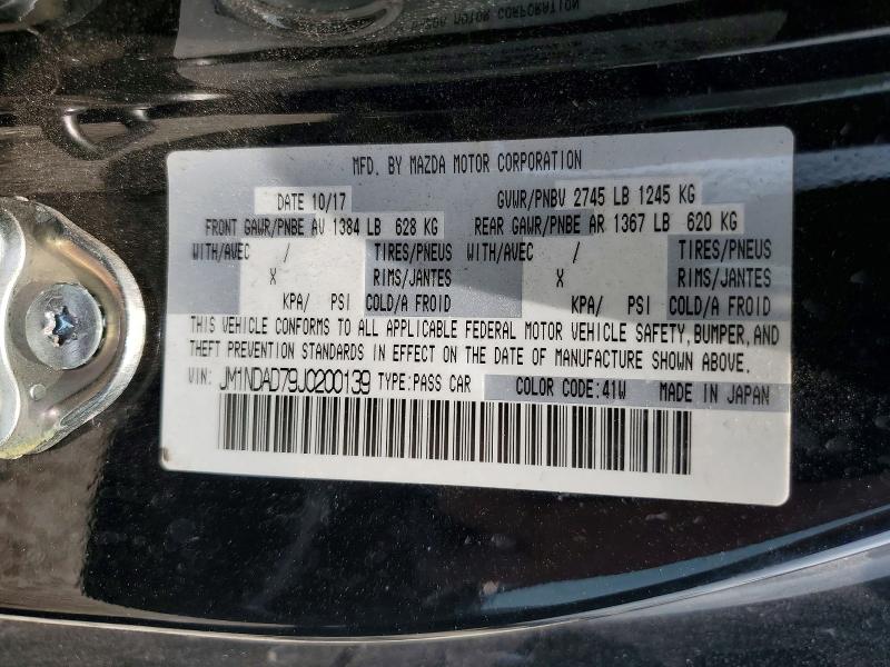 Продаж на аукціоні авто 2018 Mazda Mx-5 Miata, vin: JM1NDAD79J0200139, номер лоту: 58557206