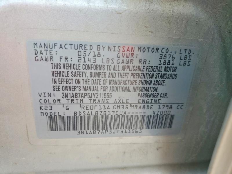Aukcja sprzedaży 2018 Nissan Sentra, vin: 3N1AB7AP5JY311565, numer aukcji: 57334806