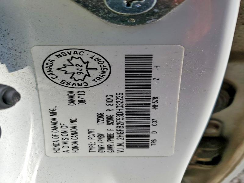 Продажа на аукционе авто 2013 Honda Civic, vin: 2HGFB2F53DH032236, номер лота: 55214726
