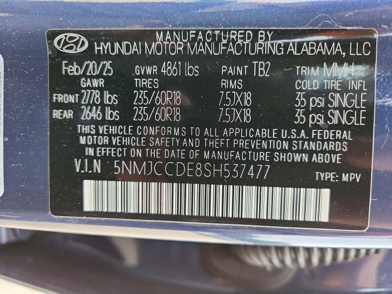 Aukcja sprzedaży 2025 Hyundai Tucson, vin: 5NMJCCDE8SH537477, numer aukcji: 55224066