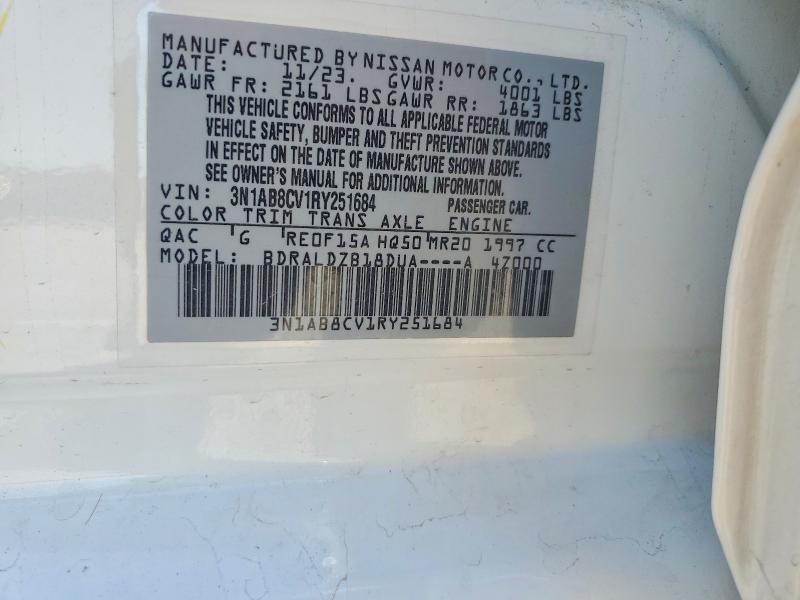 2024 Nissan Sentra მანქანა იყიდება აუქციონზე, vin: 3N1AB8CV1RY251684, აუქციონის ნომერი: 58515926