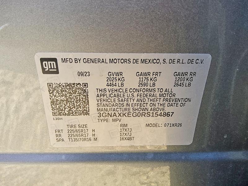 56242856 :رقم المزاد ، 3GNAXKEG0RS154867 vin ، 2024 Chevrolet Equinox مزاد بيع