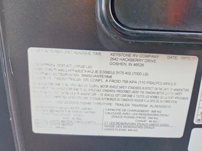Продажа на аукционе авто 2015 Keystone Unknown, vin: 4YDF35327FE780549, номер лота: 57235066