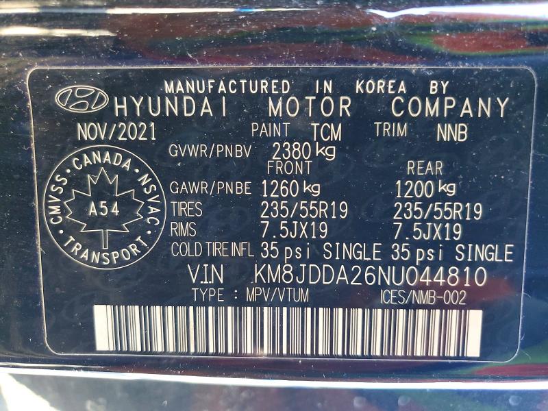 Aukcja sprzedaży 2022 Hyundai Tucson, vin: KM8JDDA26NU044810, numer aukcji: 55730346