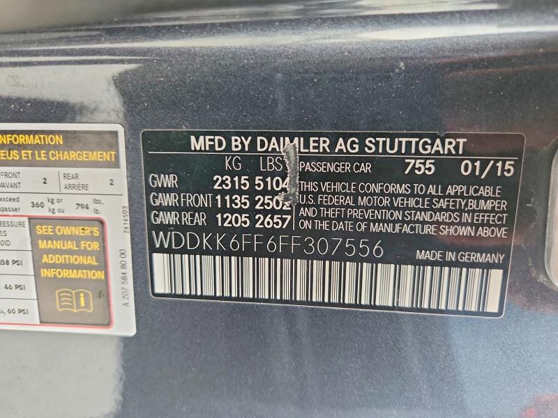 57589446 :رقم المزاد ، WDDKK6FF6FF307556 vin ، 2015 Mercedes-benz E مزاد بيع
