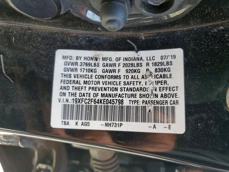 Aukcja sprzedaży 2019 Honda Civic, vin: 19XFC2F64KE045798, numer aukcji: 59235526