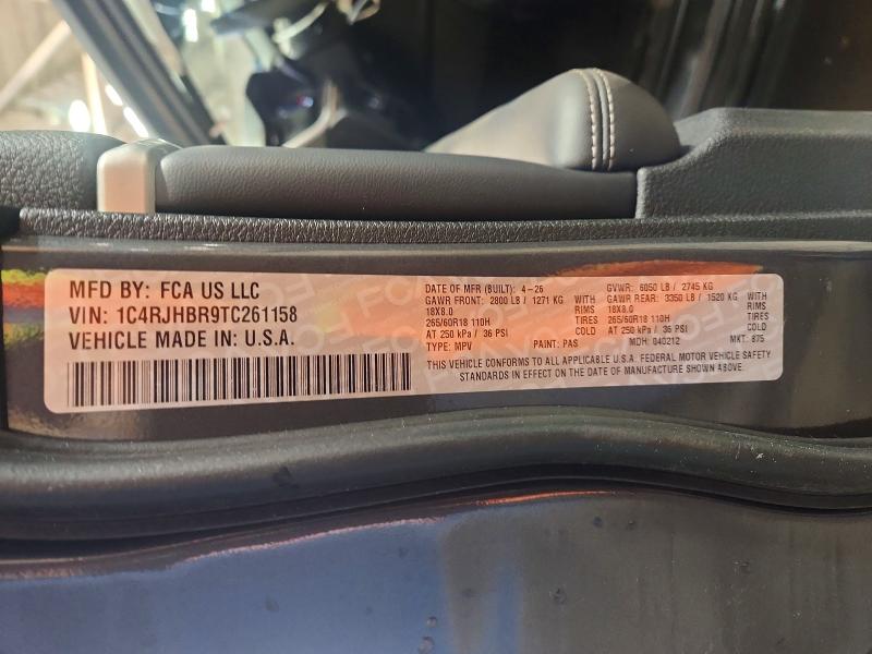 Продаж на аукціоні авто 2026 Jeep Grand Cherokee, vin: 1C4RJHBR9TC261158, номер лоту: 57269876