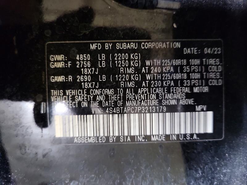 Aukcja sprzedaży 2023 Subaru Outback, vin: 4S4BTAPC7P3213179, numer aukcji: 58634986