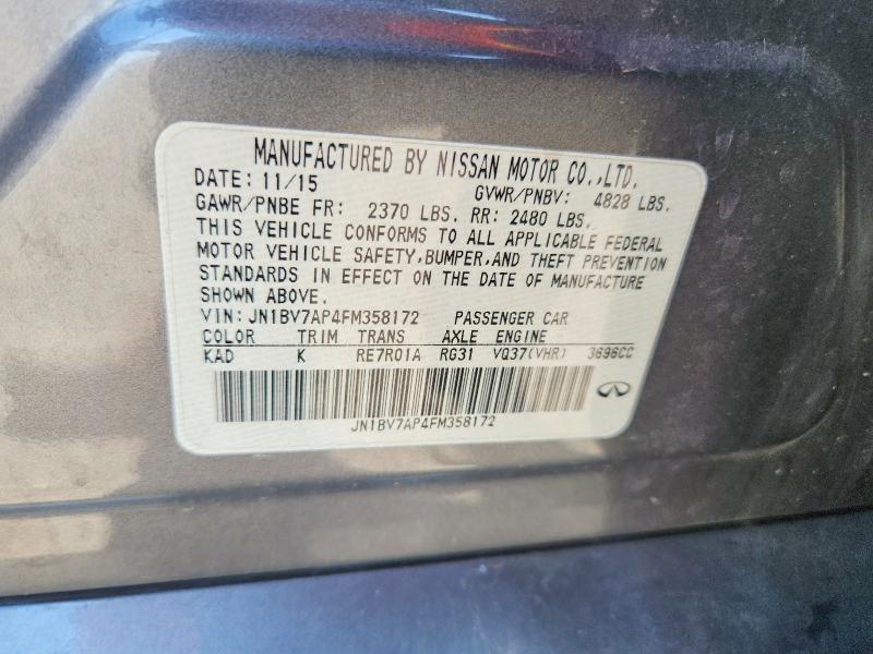 Продажа на аукционе авто 2015 Infiniti Q50, vin: JN1BV7AP4FM358172, номер лота: 57509176
