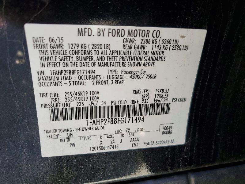 56713386 :رقم المزاد ، 1FAHP2F88FG171494 vin ، 2015 Ford Taurus مزاد بيع