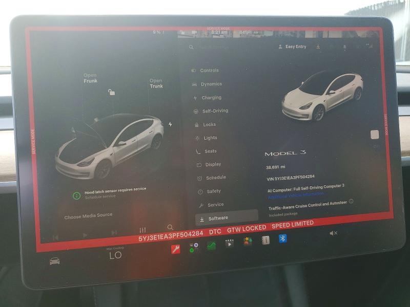 57552086 :رقم المزاد ، 5YJ3E1EA3PF504284 vin ، 2023 Tesla Model 3 مزاد بيع