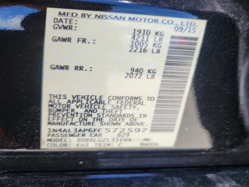 Продаж на аукціоні авто 2015 Nissan Altima, vin: 1N4AL3AP6FC572597, номер лоту: 56285946