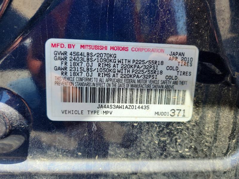 56426476 :رقم المزاد ، JA4AS3AW1AZ014435 vin ، 2010 Mitsubishi Outlander مزاد بيع
