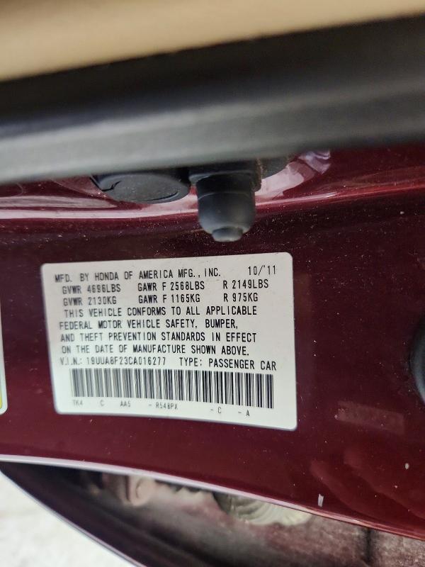 Aukcja sprzedaży 2012 Acura Tl, vin: 19UUA8F23CA016277, numer aukcji: 57133766