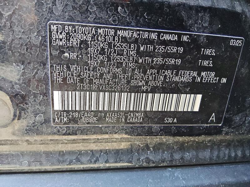 55538636 :رقم المزاد ، 2T3C1RFVXSC326132 vin ، 2025 Toyota Rav4 مزاد بيع
