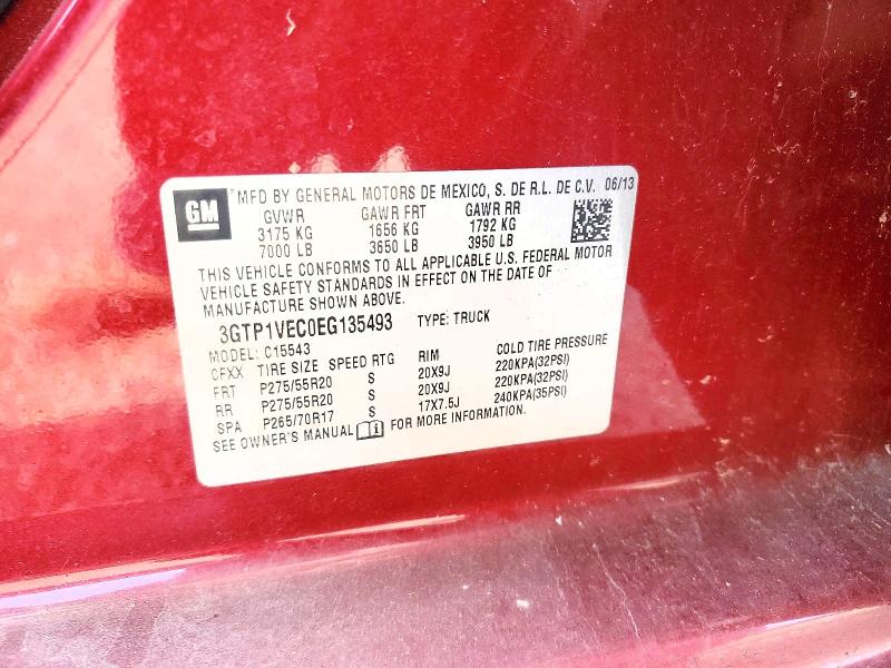 Aukcja sprzedaży 2014 Gmc Sierra, vin: 3GTP1VEC0EG135493, numer aukcji: 55992986