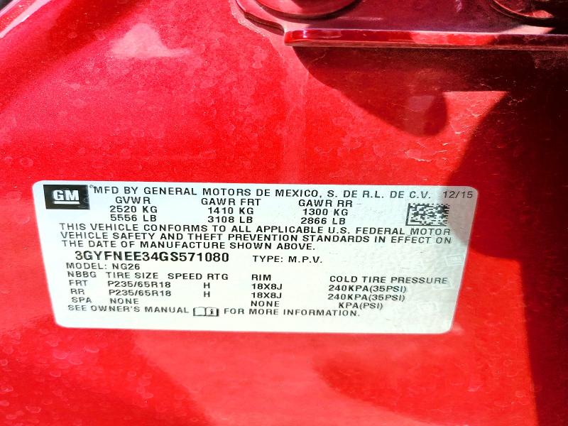 Aukcja sprzedaży 2016 Cadillac Srx, vin: 3GYFNEE34GS571080, numer aukcji: 58777956