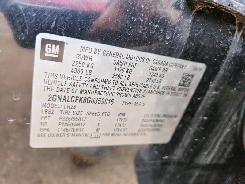 Продаж на аукціоні авто 2016 Chevrolet Equinox, vin: 2GNALCEK8G6359015, номер лоту: 58557826
